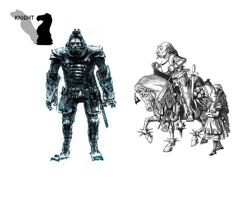 The White Knight from The Looking Glass Wars vs. Lewis Carroll's Version