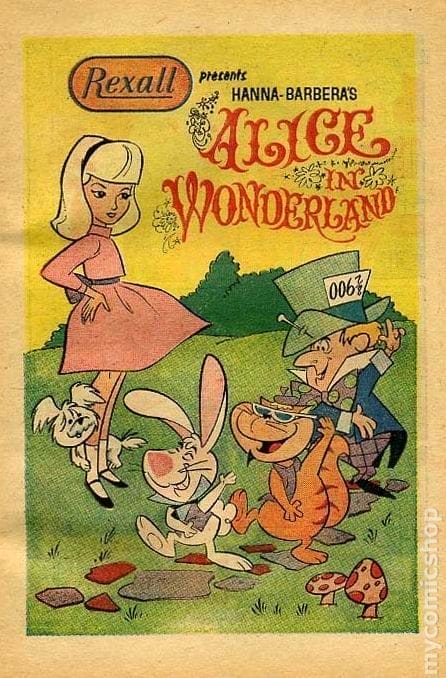 Hanna-Barbera's animated Alice in Wonderland comic book cover presented by Rexall, 1965