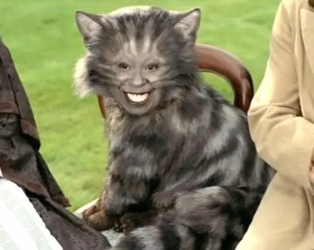 Image of the Chesire Cat, as portrayed by Whoopi Goldberg in the 1999 made-for-TV-movie: Alice In Wonderland.