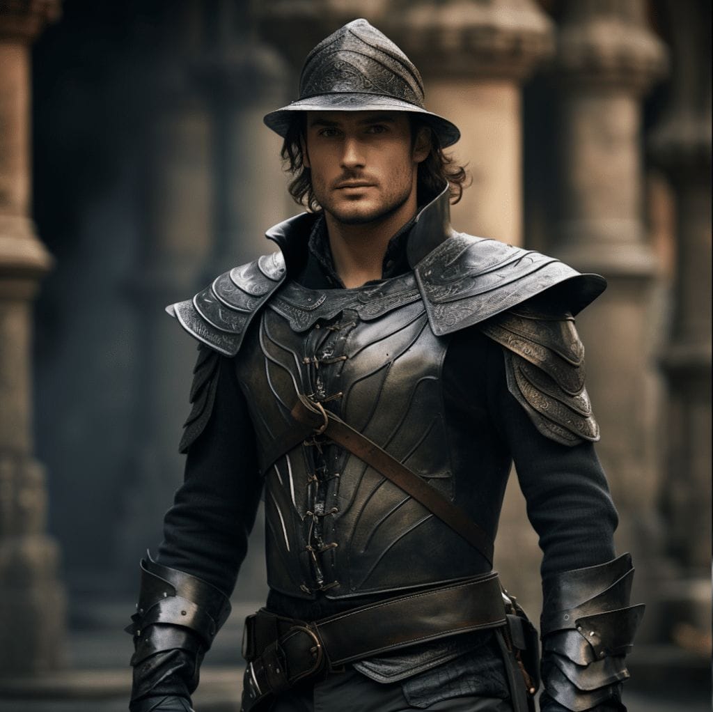 A dashing soldier in plate armor.