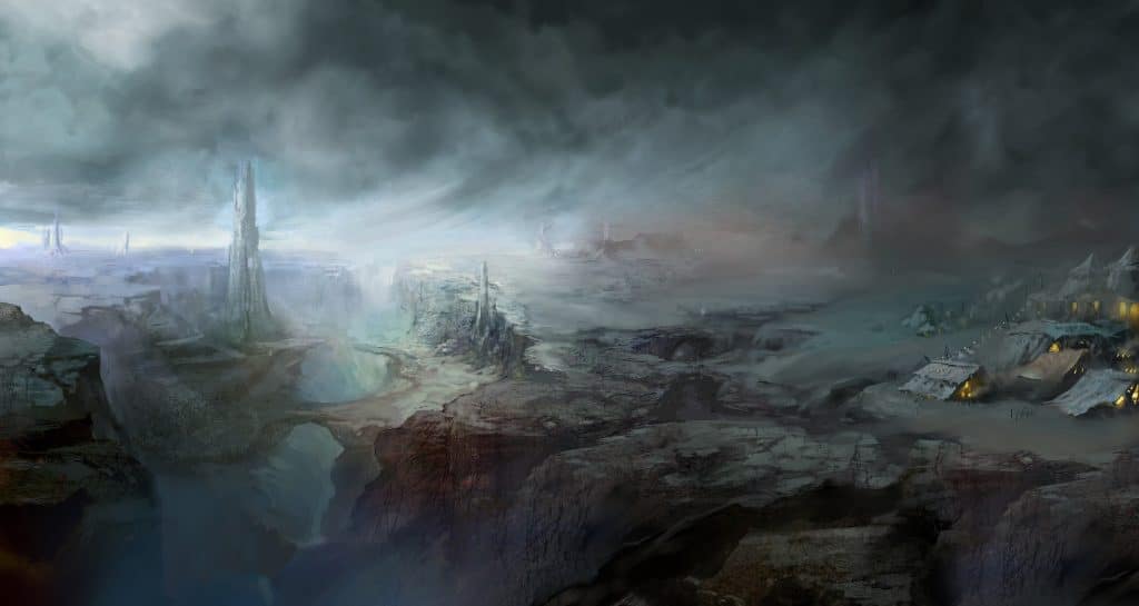 Concept art of Boarderland by artist Vance Kovacs from "The Looking Glass Wars" books and graphic novels by writer Frank Beddor.