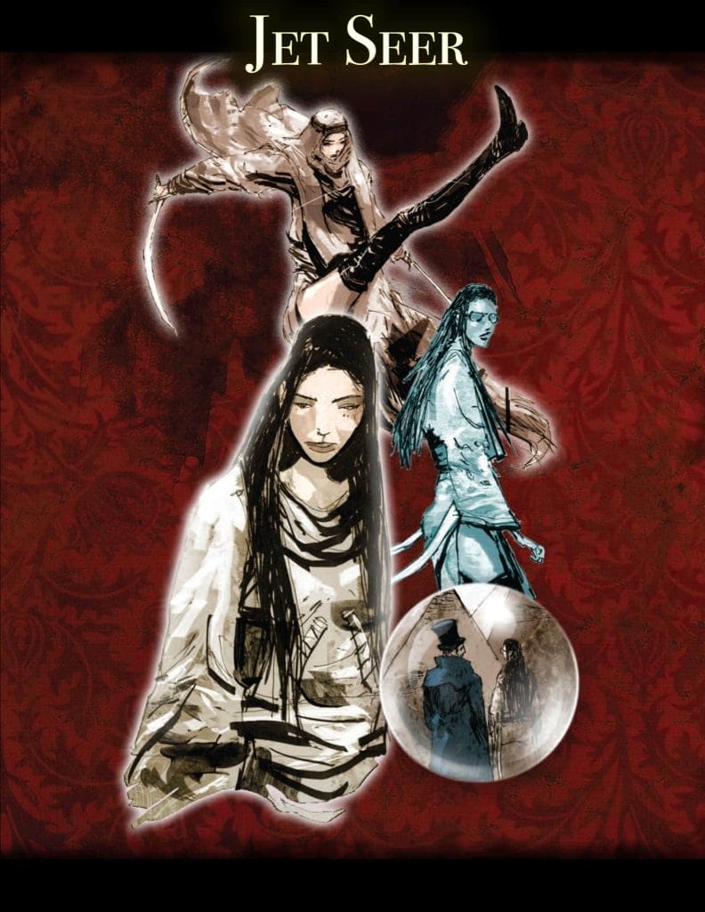 Illustration of Jet Seer from the graphic novel "Hatter M: Love of Wonder" by Frank Beddor and Liz Cavalier. 