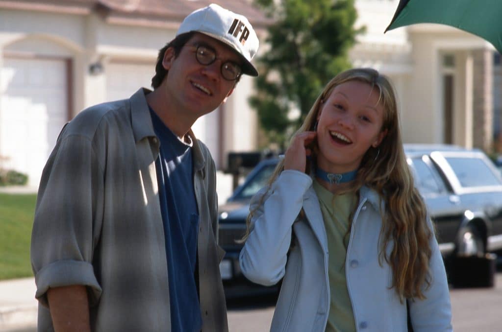 Still image from the thriller movie "Wicked" featuring Julia Stiles and director Michael Steinberg.