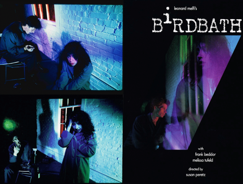 Collection of photographs from Leonard Melfi's play "Birdbath" directed by Susan Peretz and starring Frank Beddor and Melissa Tufeld, photographs taken by Eshel Ezer.