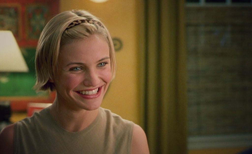 Still image from the 1998 comedy "There's Something About Mary" featuring Cameron Diaz. 