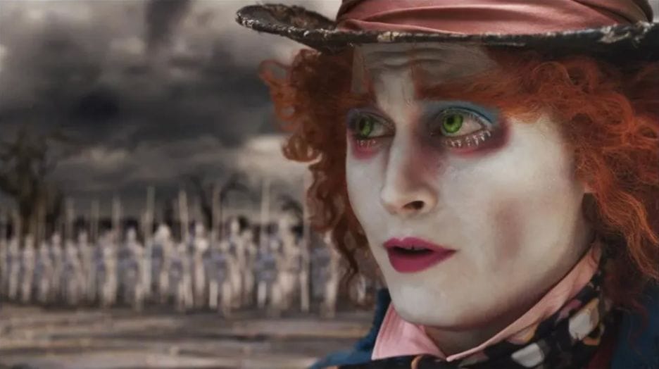 Still image of Johnny Depp as Tarrant Hightopp/Mad Hatter from the 2010 fantasy adventure film "Alice in Wonderland".