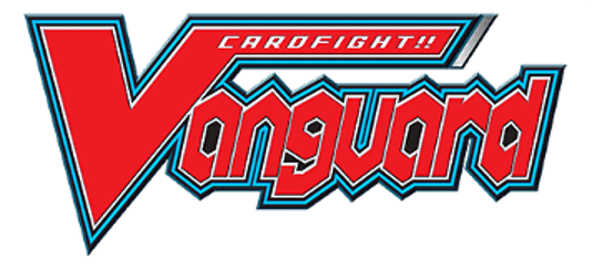 The logo for the Bushiroad trading card game Cardfight!! Vanguard featuring red text with a light blue outline.